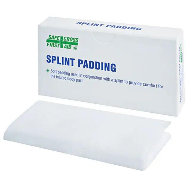 A box of splint padding on a white surface.