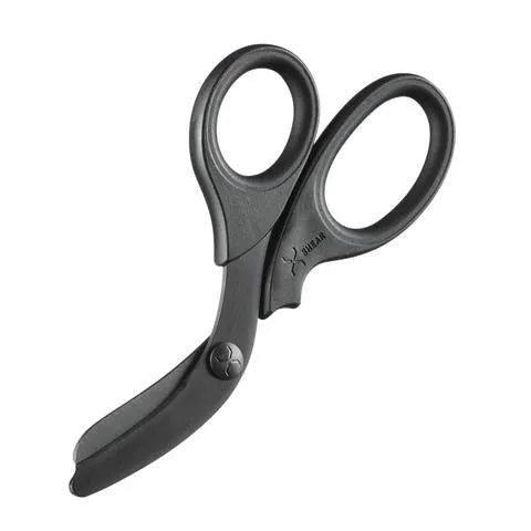 XShear 7.5-inch heavy-duty trauma shears with black handles and black titanium-coated blades for EMS and emergency responders