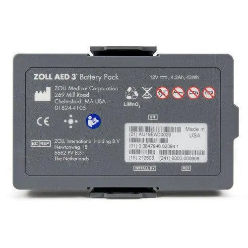 ZOLL AED 3 lithium battery pack installed in the device