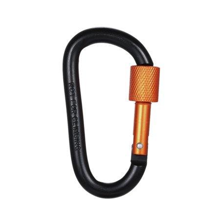 D-Ring Carabiner With Screw Lock Black with Orange Lock