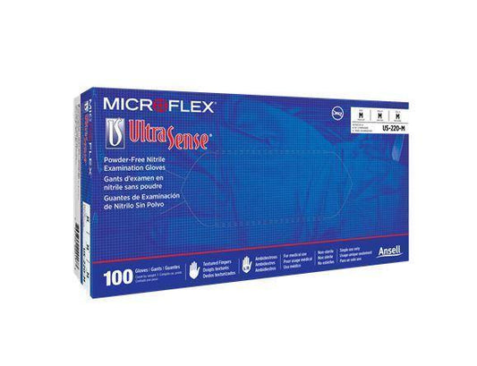 Nitrile Gloves (100/box) Microflex Ultrasense Powder-Free, Latex-Free - FirstAidPlus