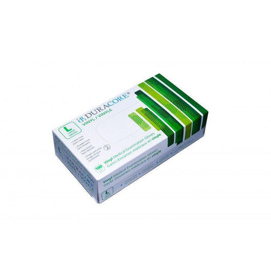 DuraCore Vinyl Synthetic Gloves (100/box) Powder-Free, Latex-Free - First Aid Plus