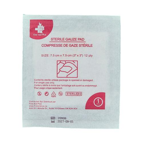 Gauze Pad, 12 Ply, 3" x 3" - First Aid Plus 