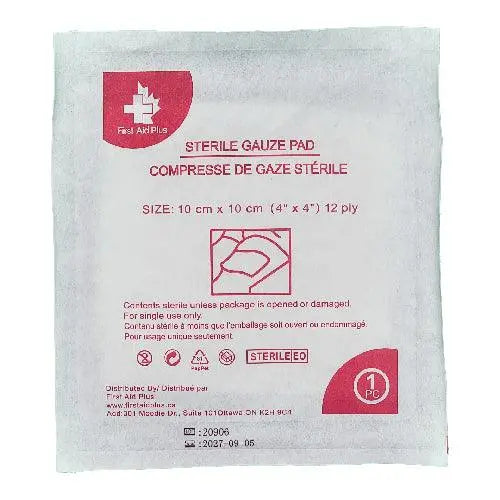 Gauze Pad, 12 Ply, 4" x 4" - First Aid Plus