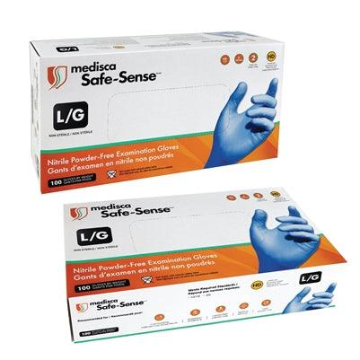 Nitrile Gloves (100/box) Medisca Safe-Sense Powder-Free, Latex-Free - First Aid Plus 