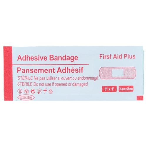 Plastic Adhesive Bandage, 3" x 1", Standard Strip - First Aid Plus